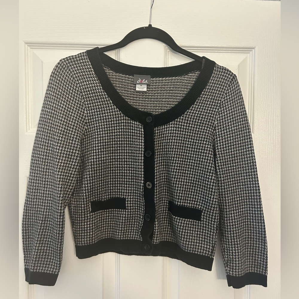 Shimmery cropped herringbone Dots cardigan